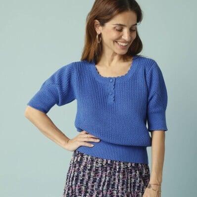 Úpletové tričko s rukávy k loktům, pro menší postavu