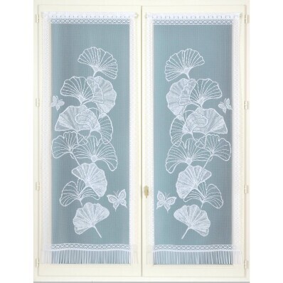 1 pereche de perdele simple din dantelă cu motiv de frunze de ginkgo