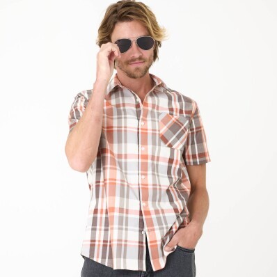 Kostkovaná košile s krátkými rukávy, s motivem velké kostky