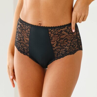 Sada 2 kalhotek maxi s vysokým pasem z krajky a mikrovlákna