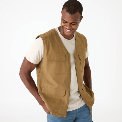 Vesta na zips s vreckami, z plátna ripstop