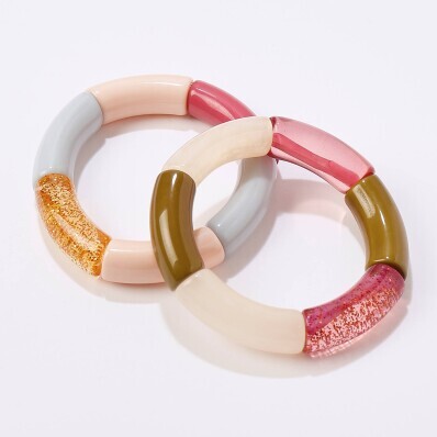 Комплект з 2 гнучких браслетів з намистин