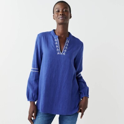 Bavlnená tunika s textúrou a výšivkou