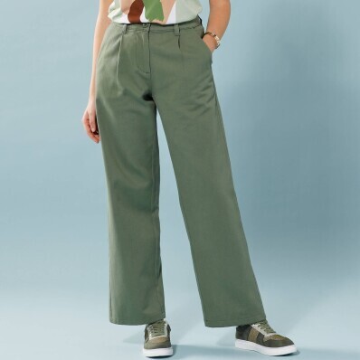 Keprové široké kalhoty pro menší postavu