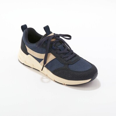 Tenisky z 2 materiálov, na klinovej podrážke