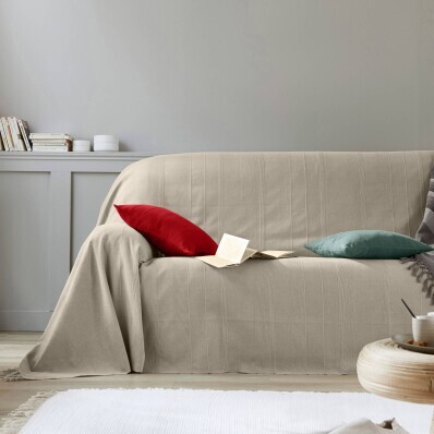 Colecție de cuverturi și fețe de pernă țesute manual, în culori uni