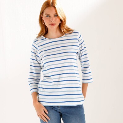 Proužkované tričko s
3/4 rukávy