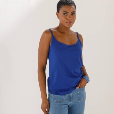 Top s úzkými ramínky, z bio bavlny