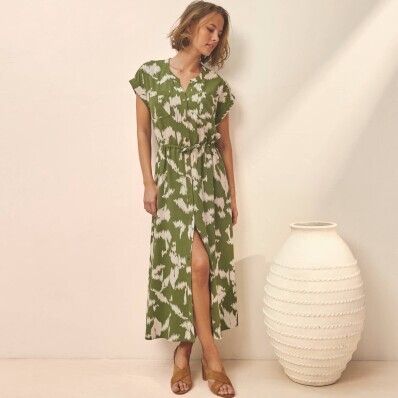 Košeľové midi šaty, s potlačou