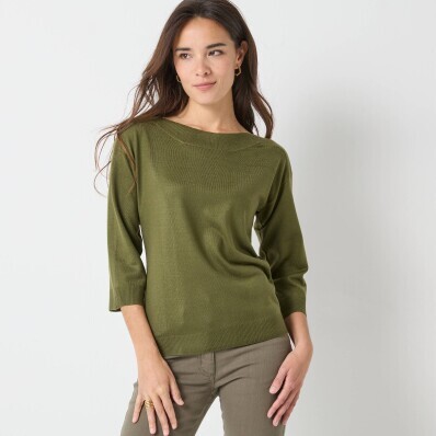 Pulóver s lodičkovým výstrihom a 7/8 rukávmi