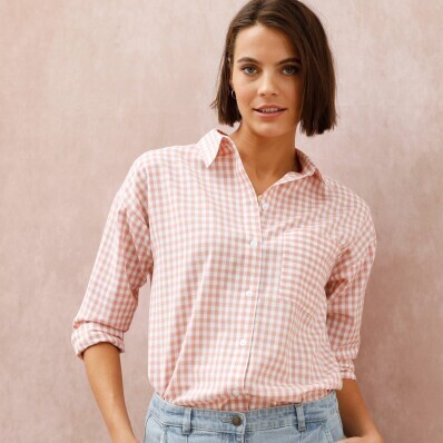 Dlhá košeľa s vichmi kockou