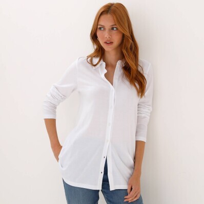 Jednofarebné tunikové tričko s dlhými rukávmi