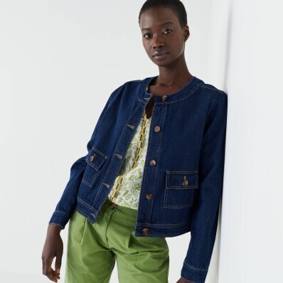 Džínsová krátka bunda na gombíky