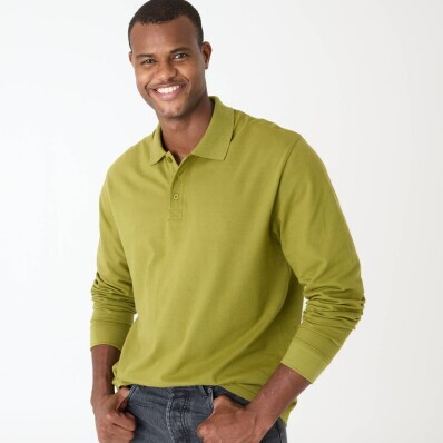 Jednobarevné polo tričko s dlouhými rukávy