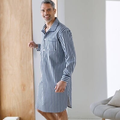 Cămașă de pijama cu dungi, flanel de bumbac