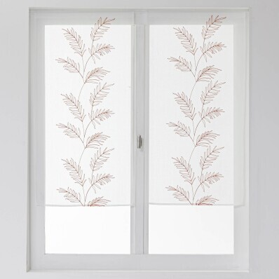 1 pereche de perdele din vitralii cu broderie cu frunze mari