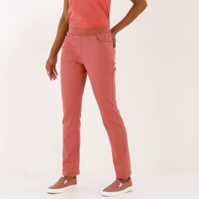 Pohodlné dlouhé keprové kalhoty s pružným pasem