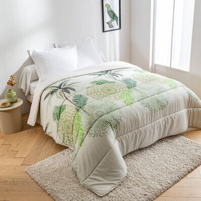 Přikrývka z mikrovlákna s potiskem tropických listů 200g/m2