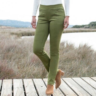 Pohodlné dlouhé kalhoty s pružným pasem