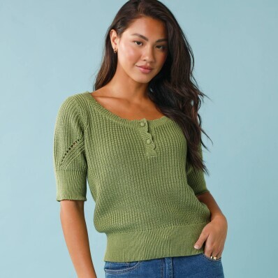 Úpletová halenka s rukávy k loktům, pro menší postavu