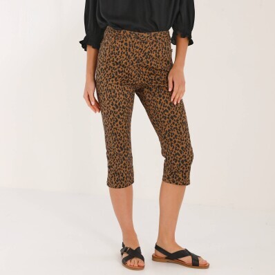 Úzké 3/4 kalhoty s potiskem zvířecí srsti