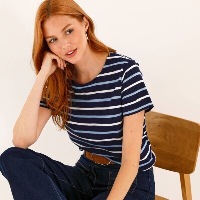 Proužkované tričko s kulatým výstřihem
