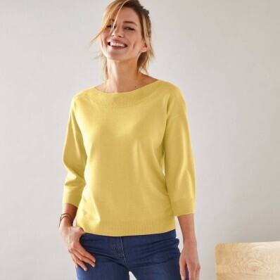 Pulovr s lodičkovým výstřihem a 7/8 rukávy