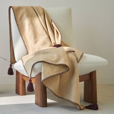 Jednofarebný pléd z textúrovanej bavlny