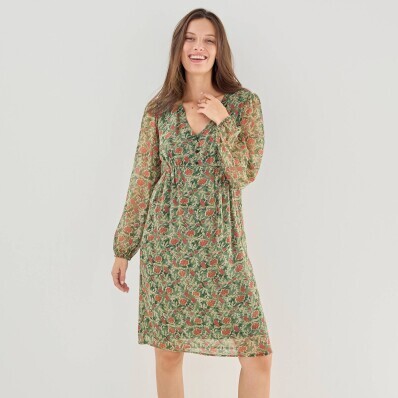 Krátke voálové šaty s potlačou