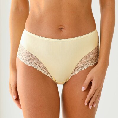 Sada 3 kalhotek maxi ze strečové jednobarevné bavlny a krajky