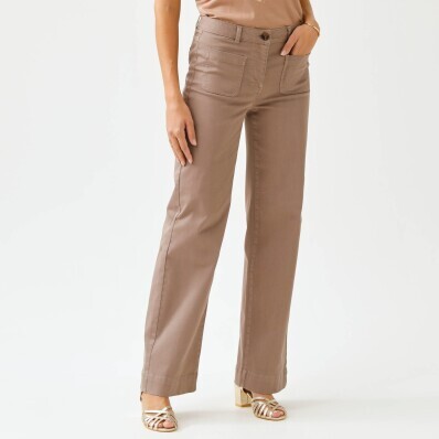 Široké keprové kalhoty s vysokým pasem, pro střední výšku postavy