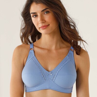 Súprava 2 polovystužených bavlnených podprseniek s ažúrou, bez kostíc