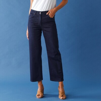 Široké skrátené džínsy