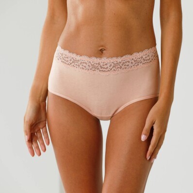 Sada 2 kalhotek super maxi z pružné bavlny, s krajkou v pase