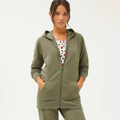 Bunda na zip s kapucí, česaný molton