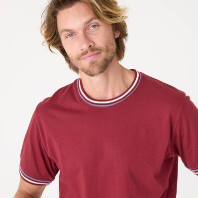 Tričko s krátkými rukávy a proužkovanými lemy