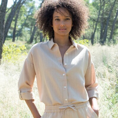 Košeľa zo zmesi bavlny a ľanu