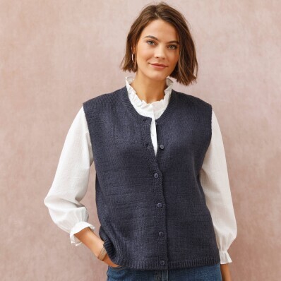 Úpletová voľná vesta na gombíky