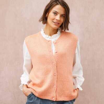 Úpletová voľná vesta na gombíky