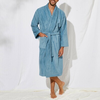 Unisex froté župan so šálovým golierom