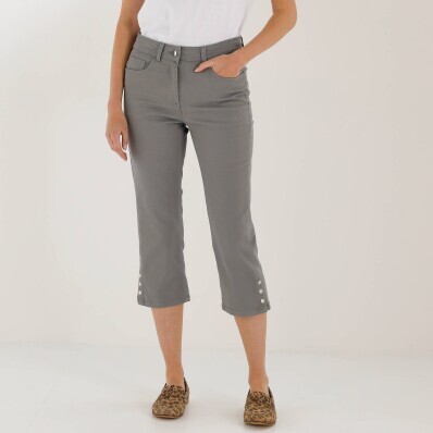 3/4 plátené nohavice so spínačkami