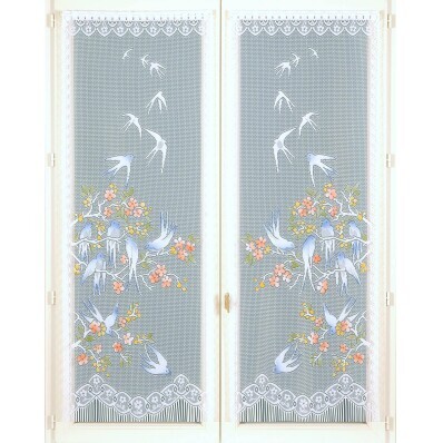 Rovná záclona s motivem vlaštovek, 1 pár