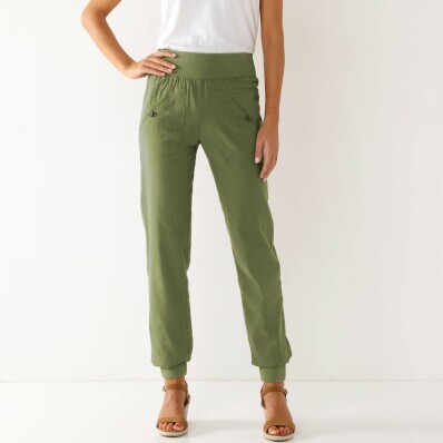 Dlouhé kalhoty s pružnými lemy a pružným pasem