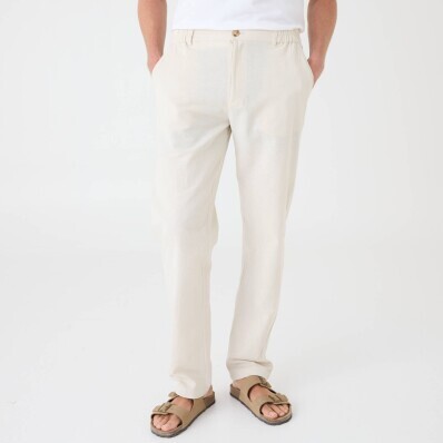 Nohavice zo zmesi bavlny a ľanu s pružným pásom