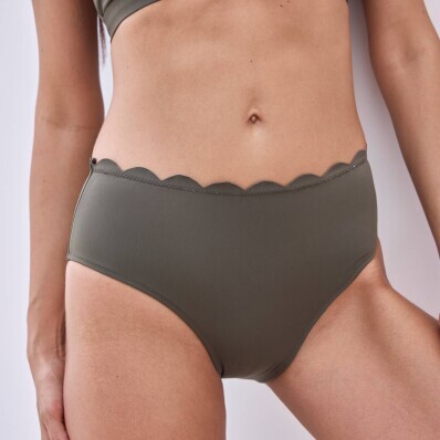 Plavkové jednobarevné kalhotky maxi Gaona s vlnkovaným zakončením