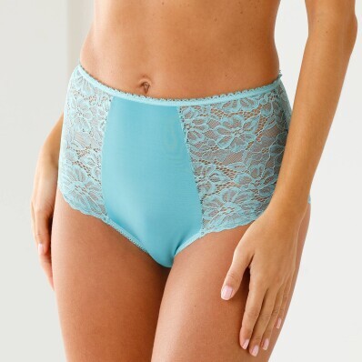 Sada 2 kalhotek maxi s vysokým pasem z krajky a mikrovlákna