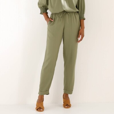 Jednofarebné 7/8 nohavice s pružným pásom