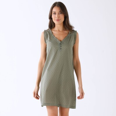 Noční košile s efektem výšivky, bez rukávů