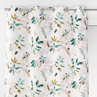 Záves s očkami a rastlinnou potlačou