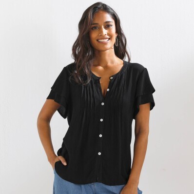 Blúzka so záševkami a krátkymi rukávmi